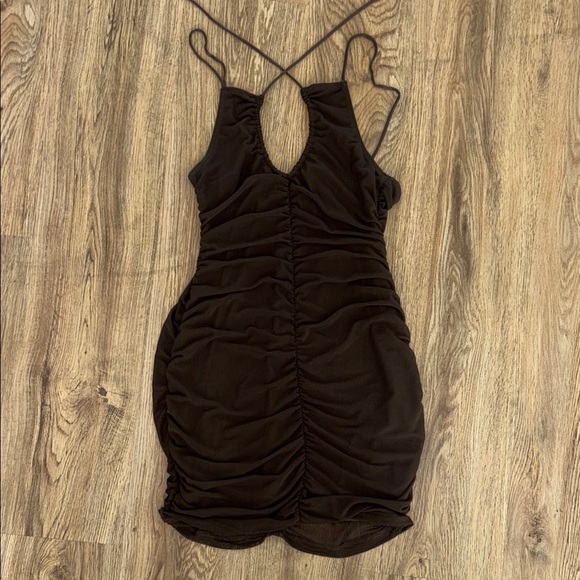 Motel Rocks Brown Ruched Dress - Picture 1 of 3